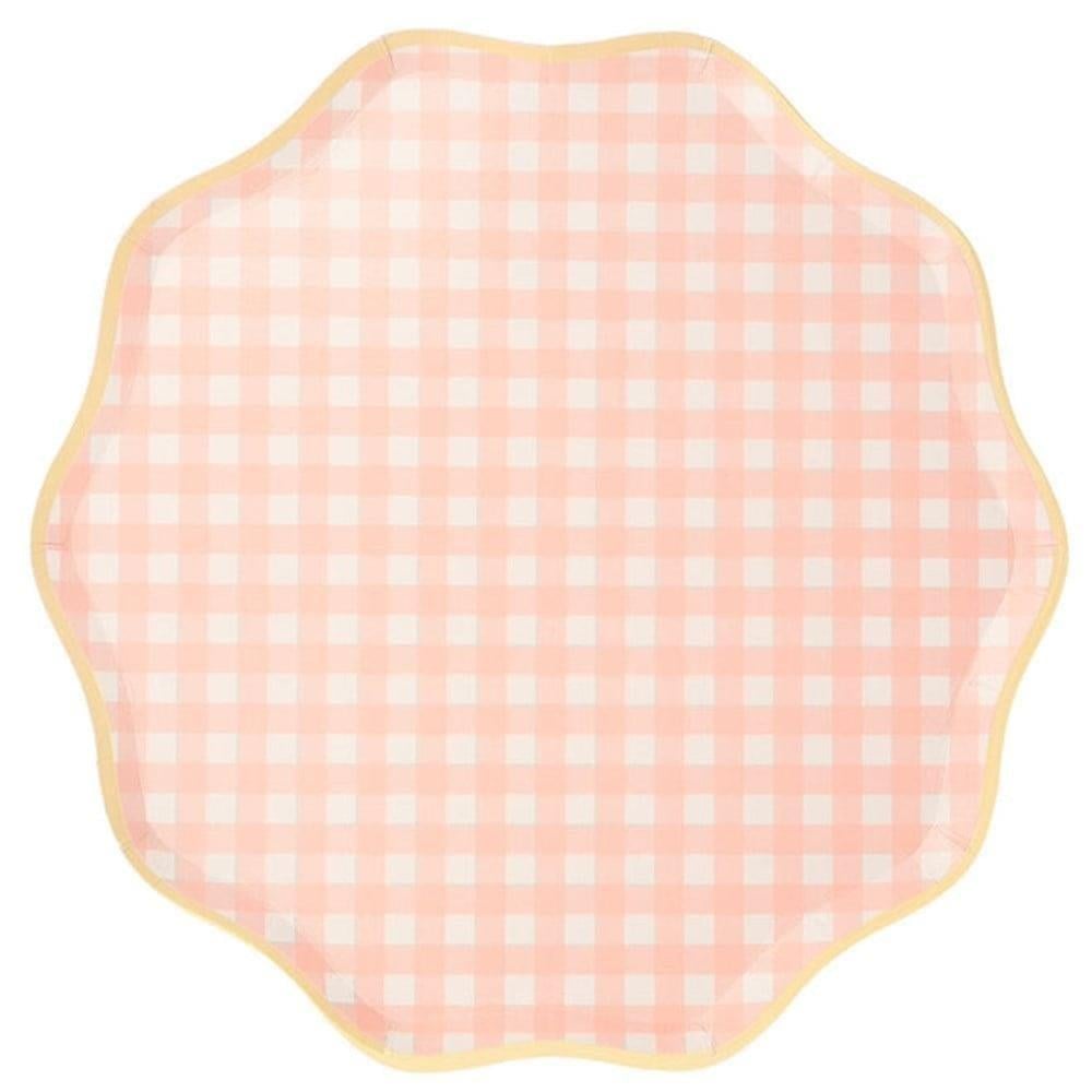Meri Meri - Gingham Plates - Damalı Tabaklar - L - 12'Li