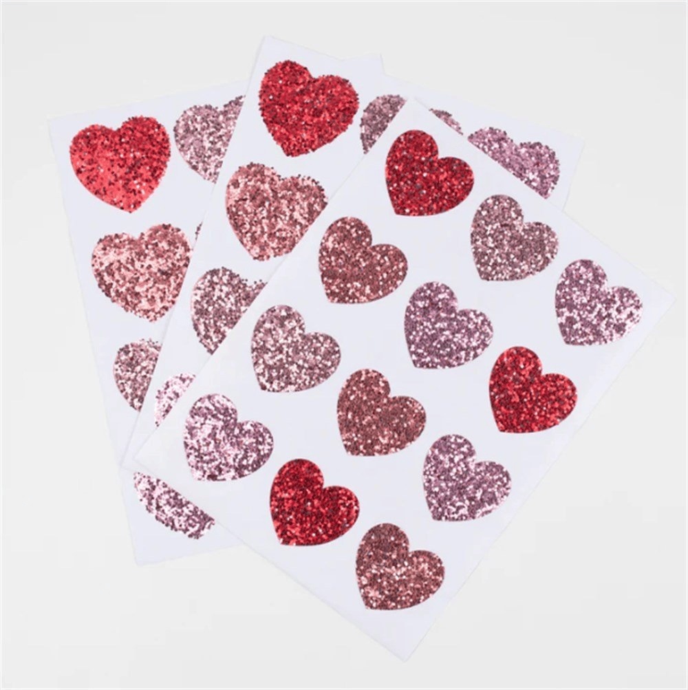 Meri Meri - Glitter Heart Stickers - Parıltılı Kalp Çıkartmalar