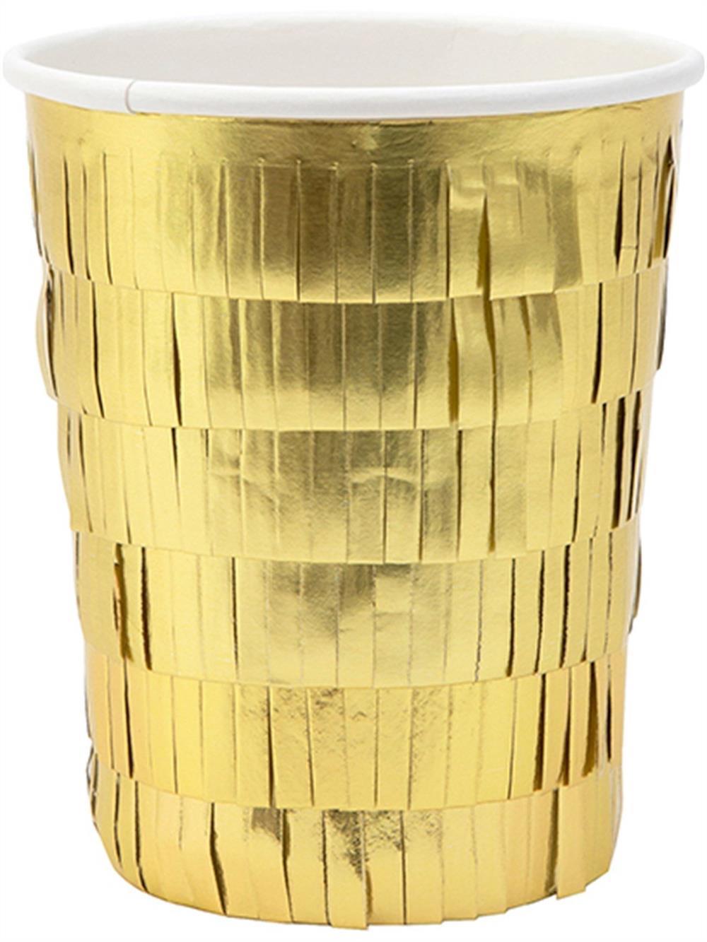 Meri Meri - Gold Fringe Party Cups - Altın Saçaklı Bardaklar