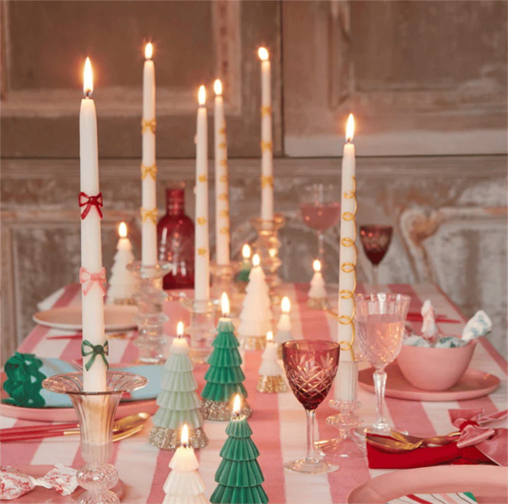 Meri Meri - Gold Swirl Taper Candles - Altın Kıvrımlı Mumlar (2'Li)