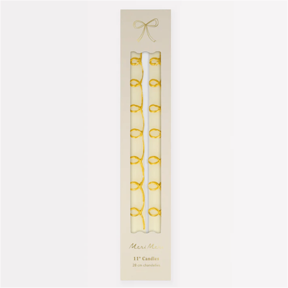 Meri Meri - Gold Swirl Taper Candles - Altın Kıvrımlı Mumlar (2'Li)