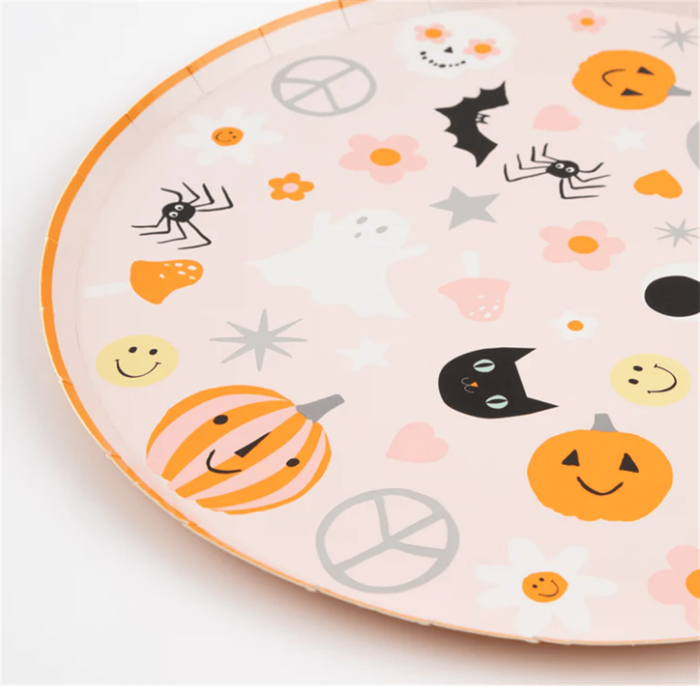 Meri Meri - Groovy Halloween Icon Dinner Plates - Cadılar Bayramı Karakterli Tabaklar (L) (8'li)