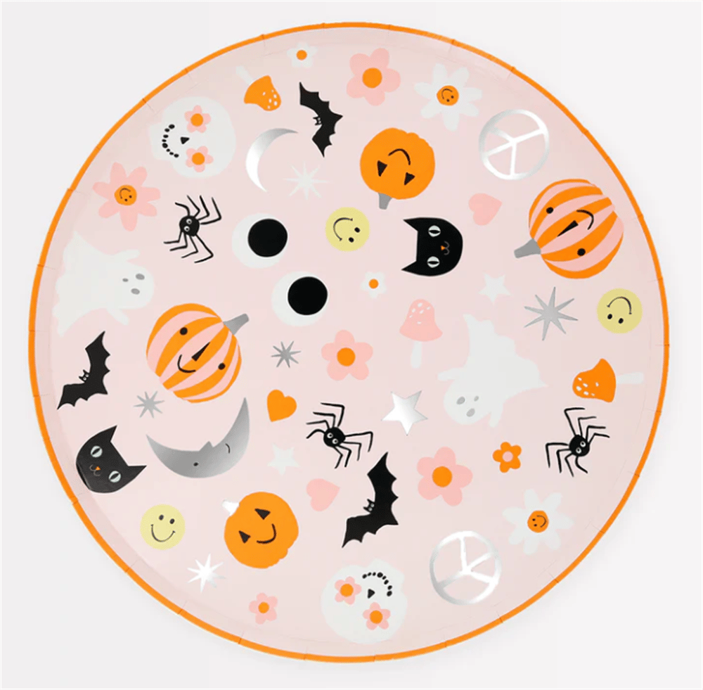 Meri Meri - Groovy Halloween Icon Dinner Plates - Cadılar Bayramı Karakterli Tabaklar (L) (8'li)