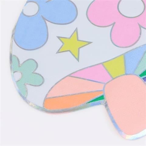 Meri Meri - Groovy Mushroom Napkins - Modern Mantar Desenli Peçeteler - 16 Adet
