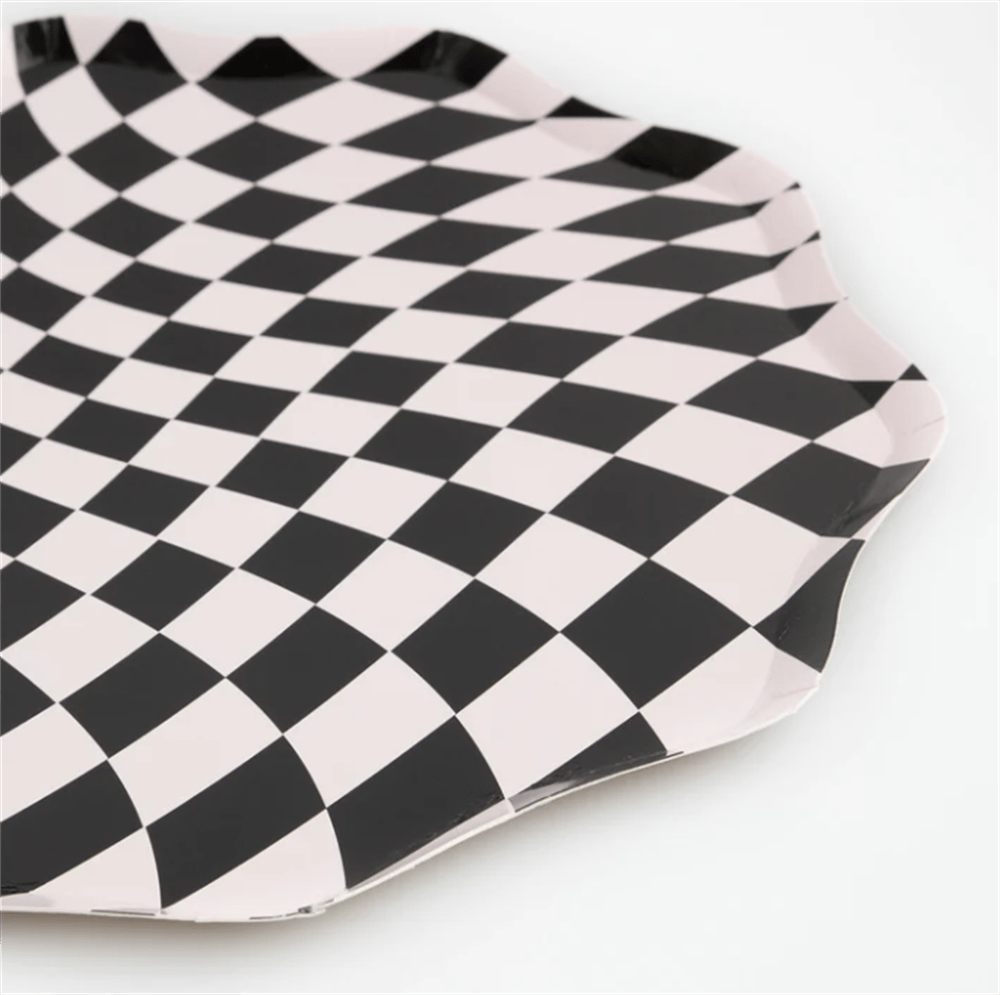 Meri Meri - Halloween Checker Dinner Plates - Cadılar Bayramı Damalı Tabaklar (8'li)