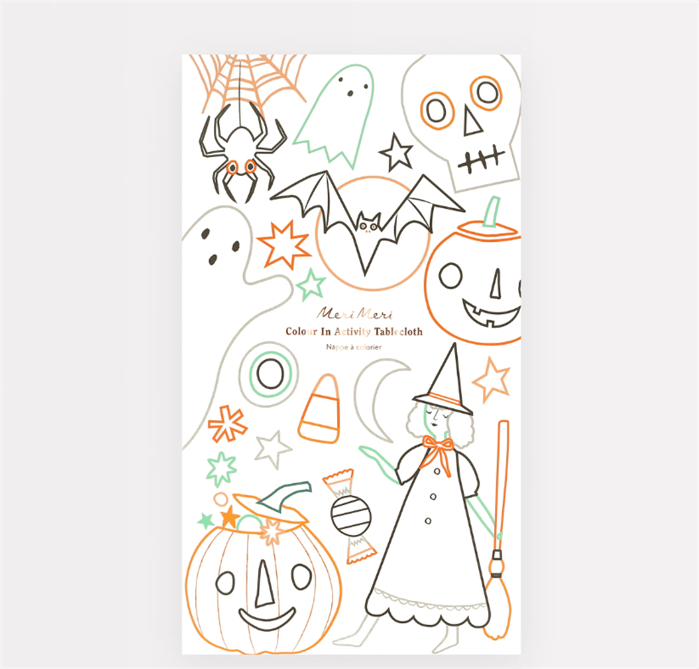 Meri Meri - Halloween Colour In Activity Tablecloth - Cadılar Bayramı Aktivite Masa Örtüsü