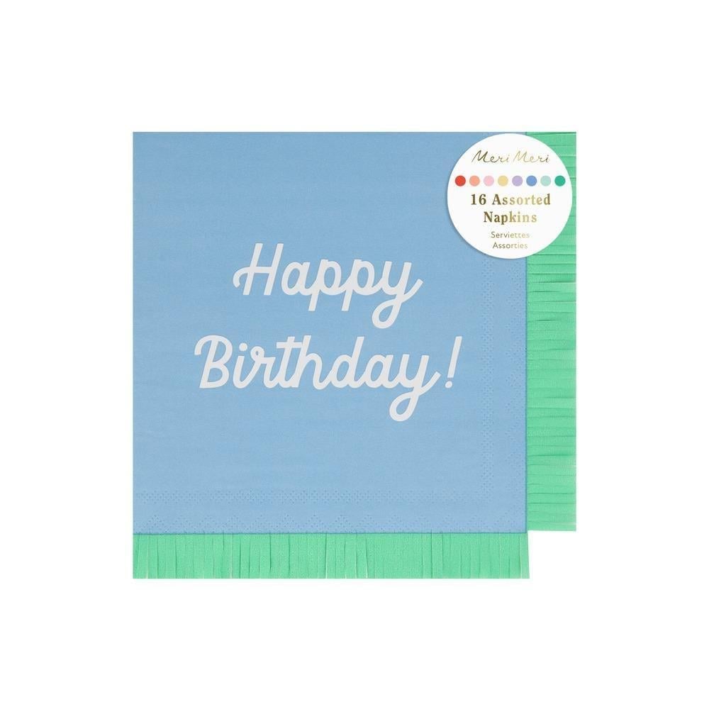 Meri Meri - Happy Birthday Peçeteler - L - 16 Adet