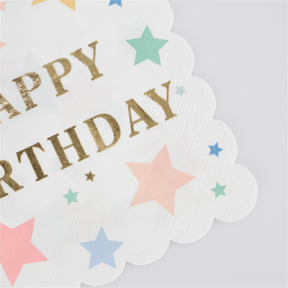 Meri Meri - Happy Birthday Stars Large Napkins - Happy Birthday Yıldızlar Peçeteler (X16)