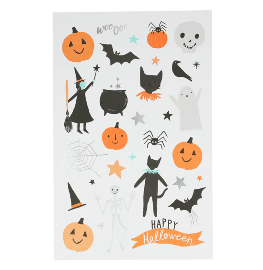 Meri Meri - Happy Halloween Tattoo Sheet - Cadılar Bayramı Geçici Dövmeler (2'li)
