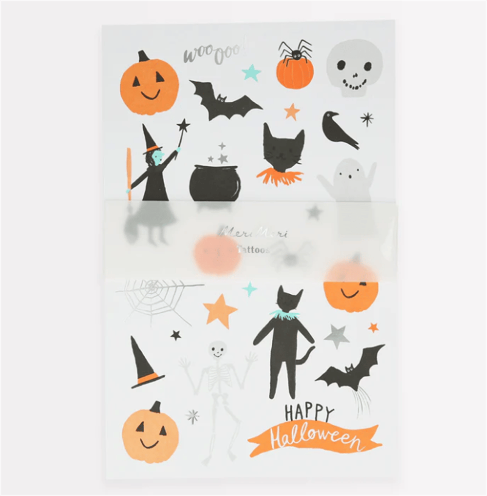 Meri Meri - Happy Halloween Tattoo Sheet - Cadılar Bayramı Geçici Dövmeler (2'li)