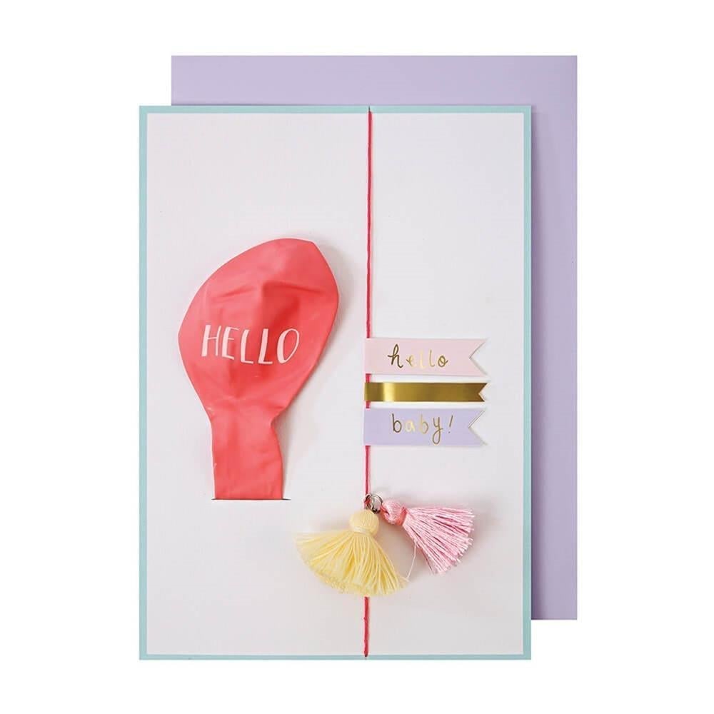 Meri Meri - Hello Balon Tebrik Kartı - Pembe