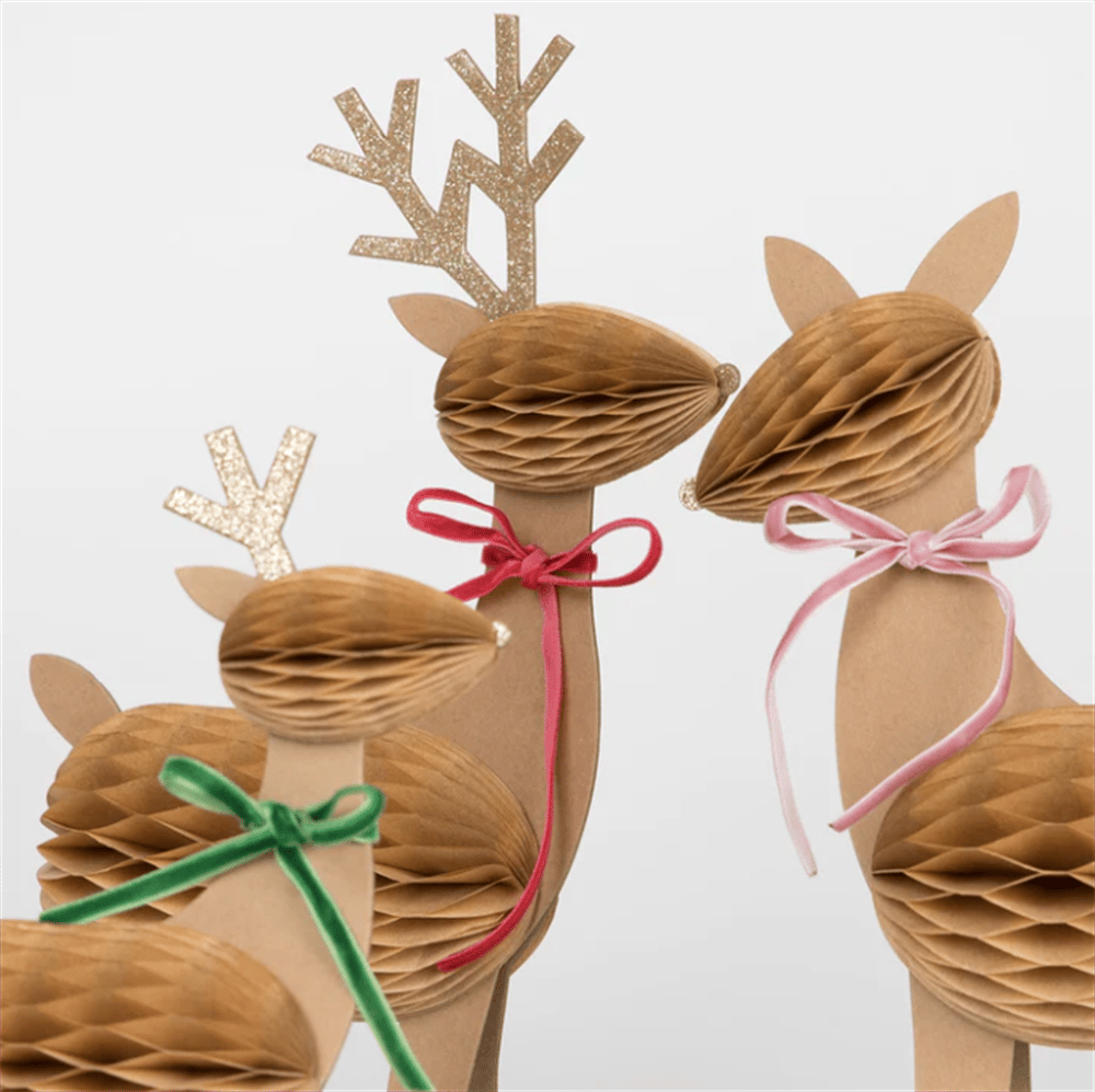 Meri Meri - Honeycomb Reindeer Family - Rengeyiği Ailesi Dekorlar (3'lü)