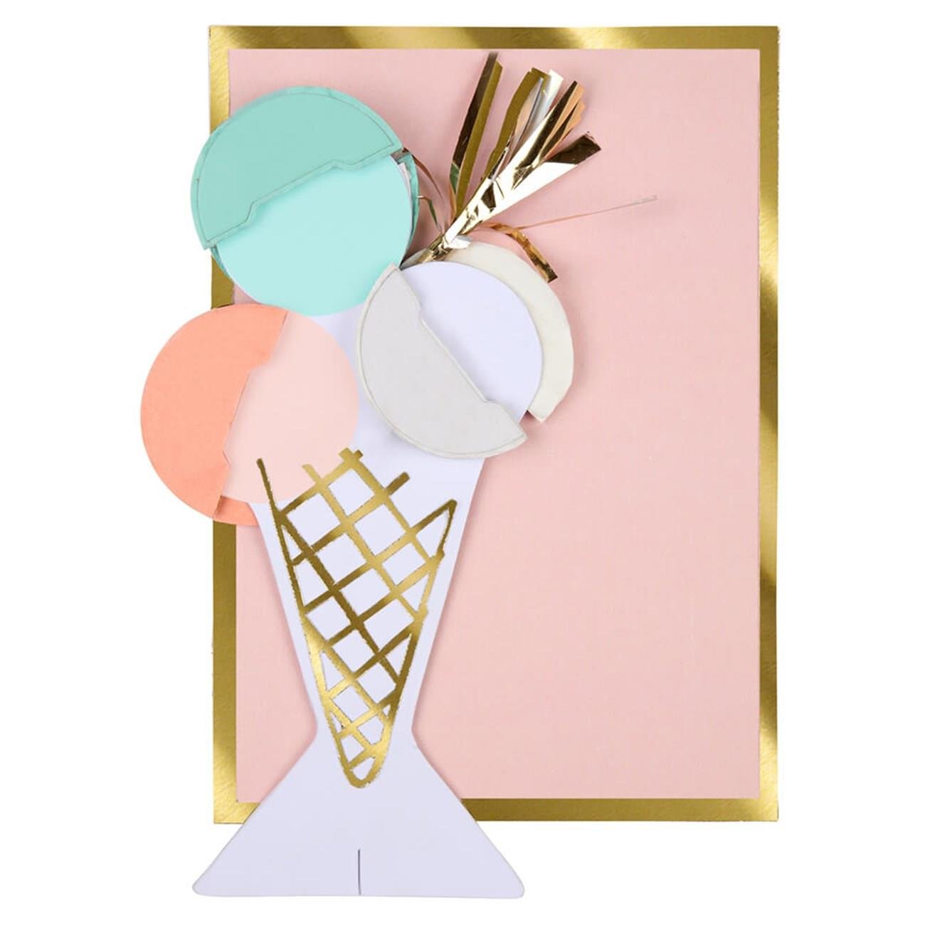 Meri Meri - Ice Cream Honeycomb Card - Dondurma Tebrik Kartı