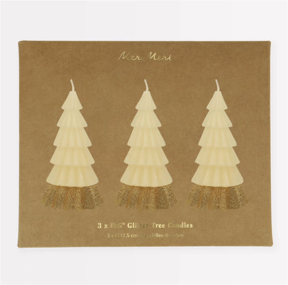 Meri Meri - Ivory Tree Candles - Krem Renk Ağaç Mumlar (3'Lü)