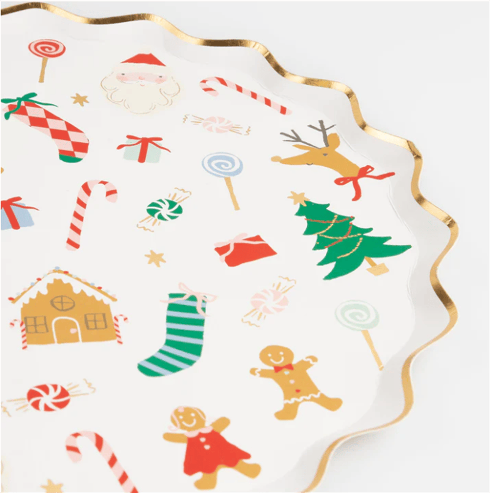 Meri Meri - Jolly Christmas Dinner Plates - Yeni Yıl Tabaklar (L) (8'Li)