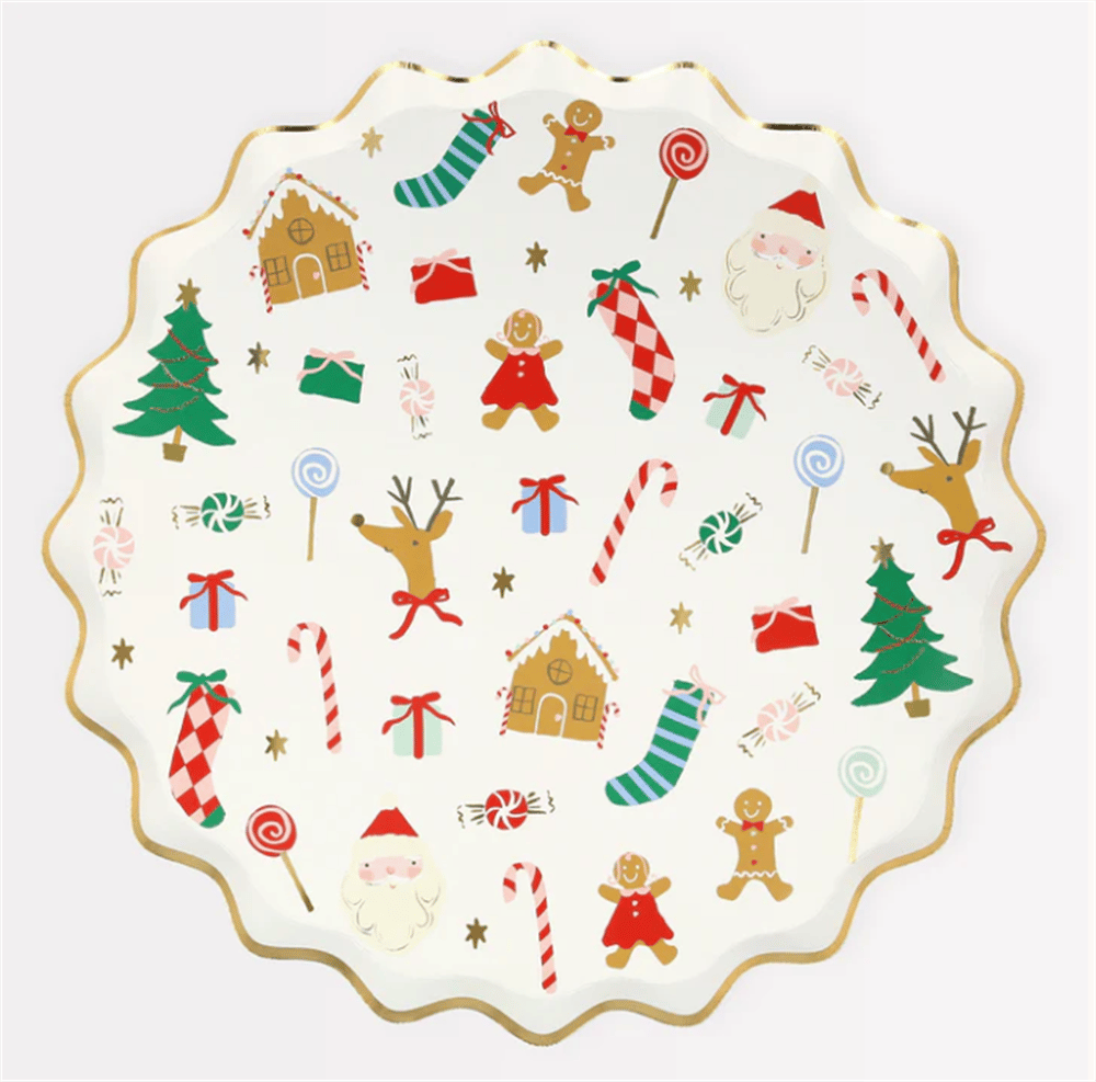 Meri Meri - Jolly Christmas Dinner Plates - Yeni Yıl Tabaklar (L) (8'Li)