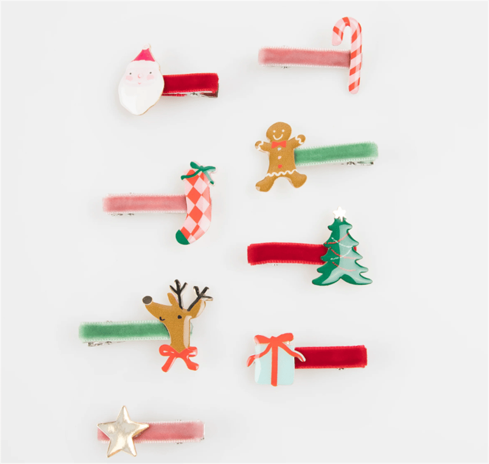 Meri Meri - Jolly Christmas Saç Tokaları - 8 Adet