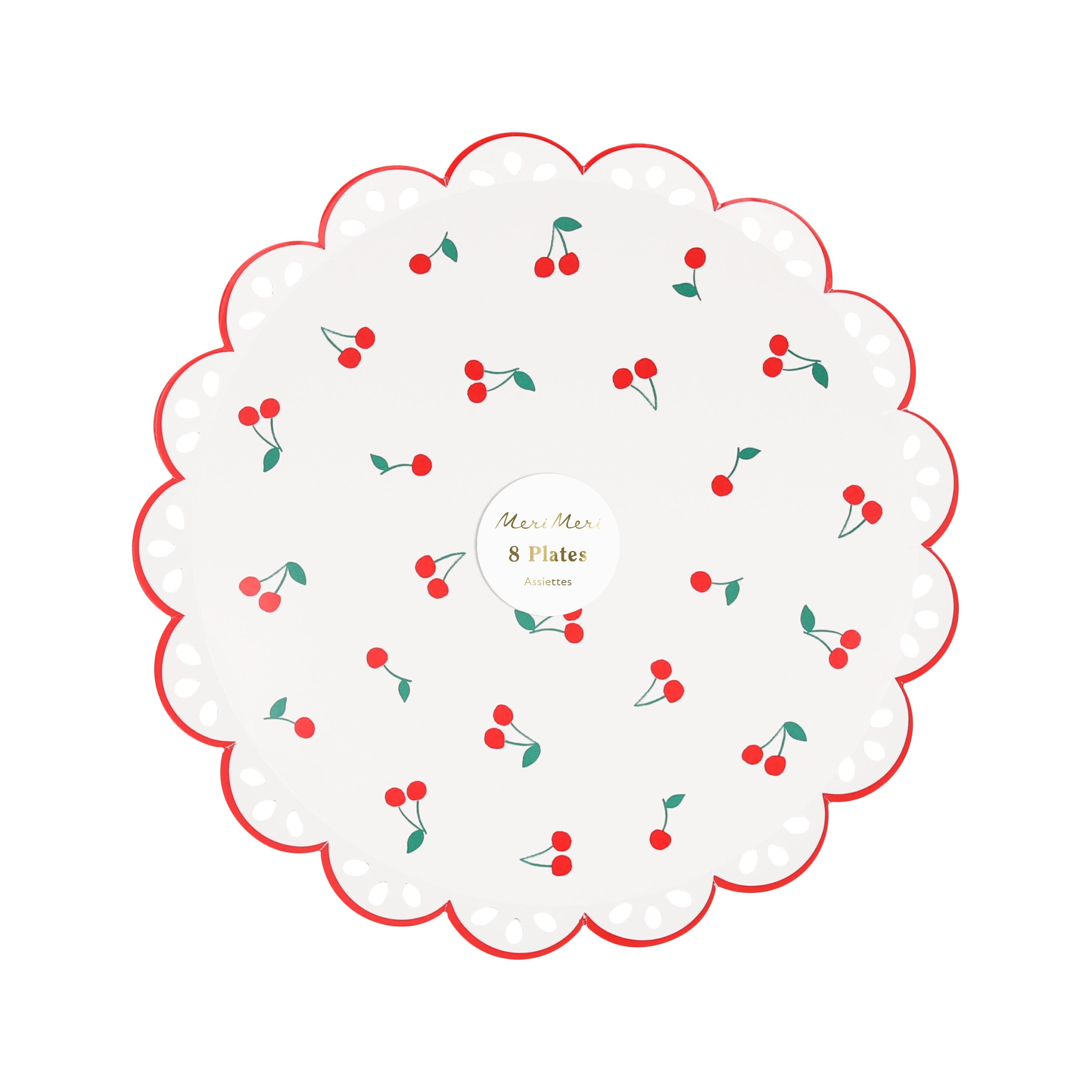 Meri Meri - Kiraz Tabak - M - 8 Adet