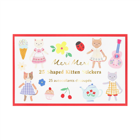 Meri Meri - Kitten Club Shaped Stickers - Yavru Kedi Kulübü Şekilli Çıkartmalar - 25 Çıkartma