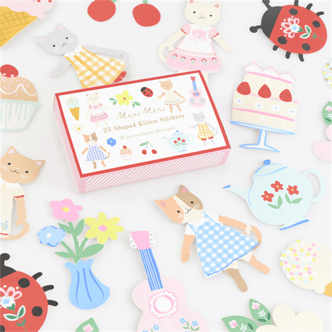 Meri Meri - Kitten Club Shaped Stickers - Yavru Kedi Kulübü Şekilli Çıkartmalar - 25 Çıkartma