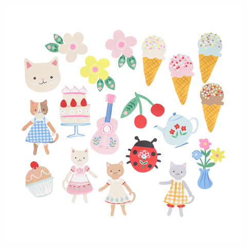 Meri Meri - Kitten Club Shaped Stickers - Yavru Kedi Kulübü Şekilli Çıkartmalar - 25 Çıkartma