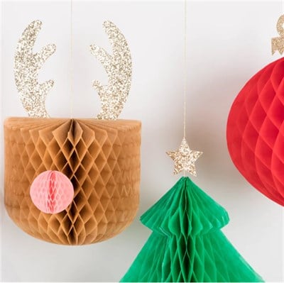 Meri Meri - Large Hanging Honeycombs Decorations - Büyük Asılan Petekli Dekorlar - 5li