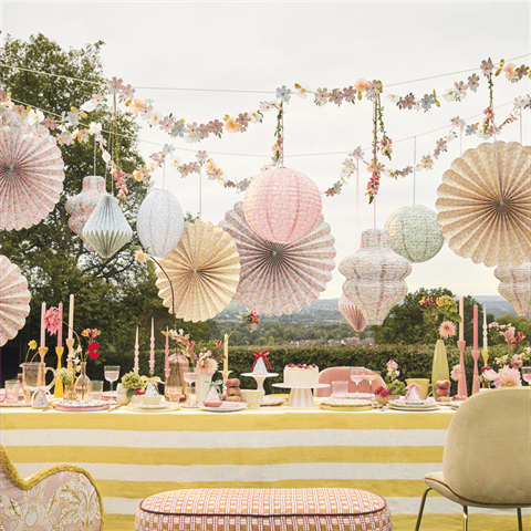 Meri Meri - Meri Meri X Liberty Pastel Floral Lanterns - Meri Meri X Liberty Pastel Çiçekli Fenerler - 3 Adet