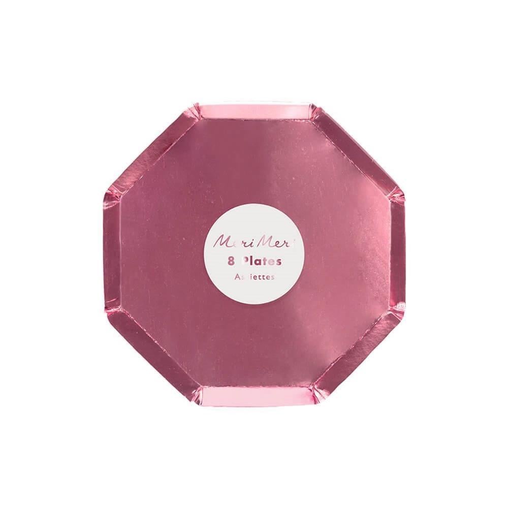 Meri Meri - Metallic Pink Cocktail Plates - Metalik Pembe Kokteyl Tabakları - 8'Li