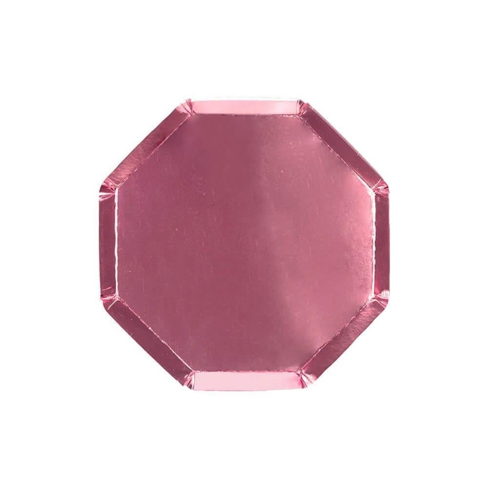 Meri Meri - Metallic Pink Cocktail Plates - Metalik Pembe Kokteyl Tabakları - 8'Li