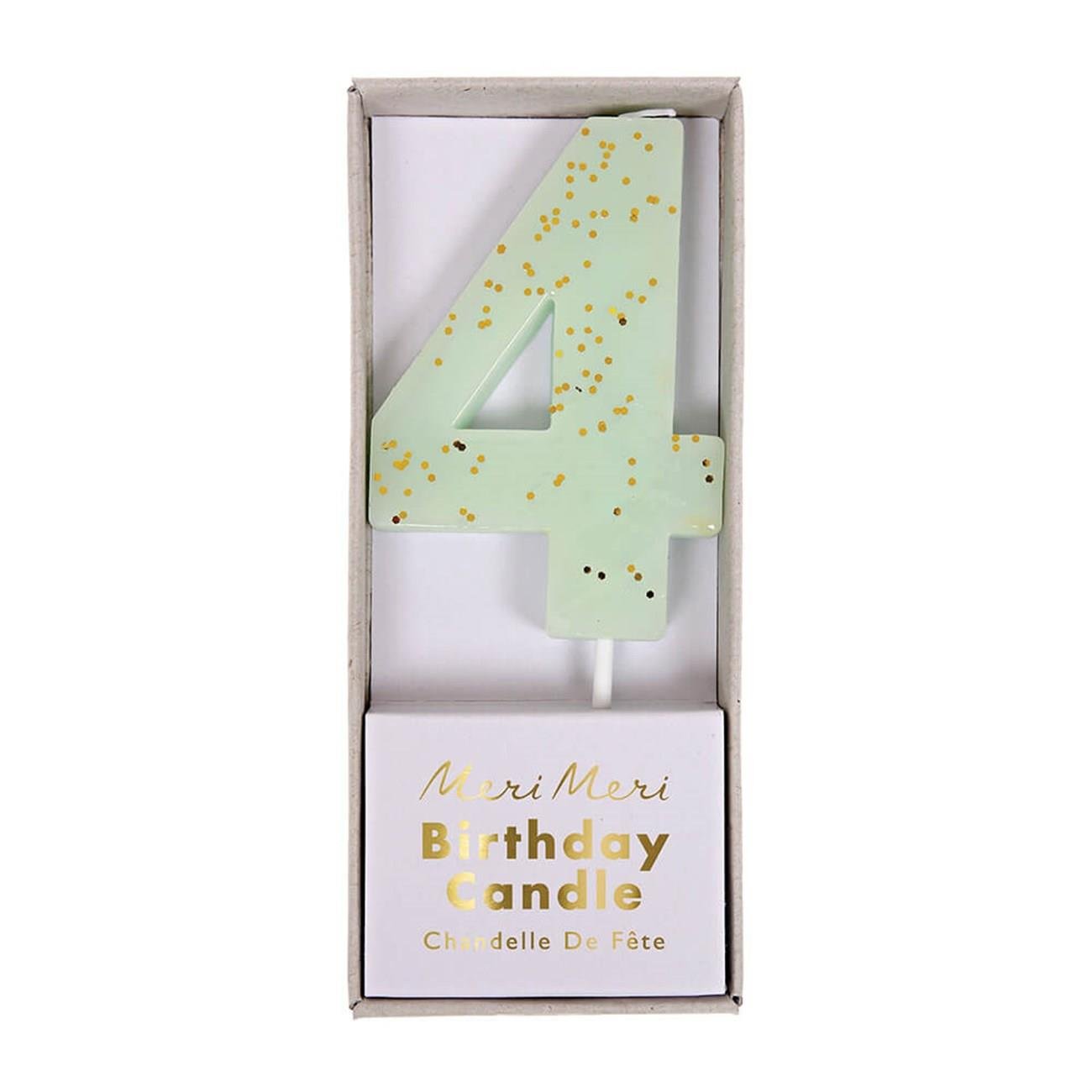Meri Meri - Mint Number 4 Candle - 4 Numara Mint Mum