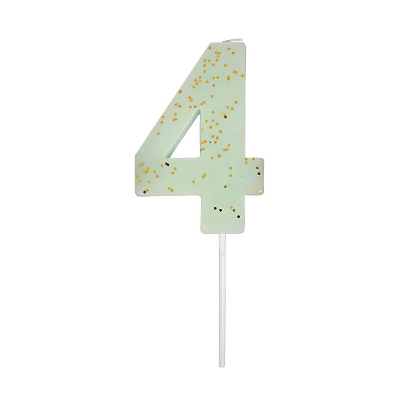 Meri Meri - Mint Number 4 Candle - 4 Numara Mint Mum
