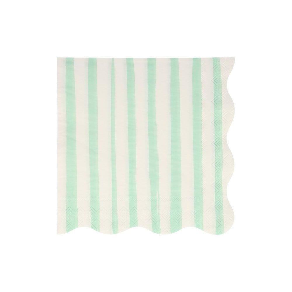 Meri Meri - Mint Stripe Napkins - Mint Çizgili Peçete - L - 16'Lı