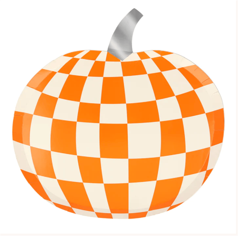 Meri Meri - Mod Pattern Pumpkin Plates - Modern Balkabağı Tabaklar (8'li)