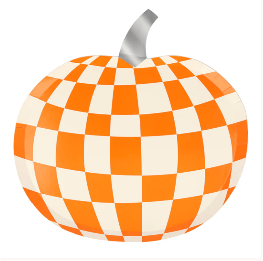 Meri Meri - Mod Pattern Pumpkin Plates - Modern Balkabağı Tabaklar (8'Li)