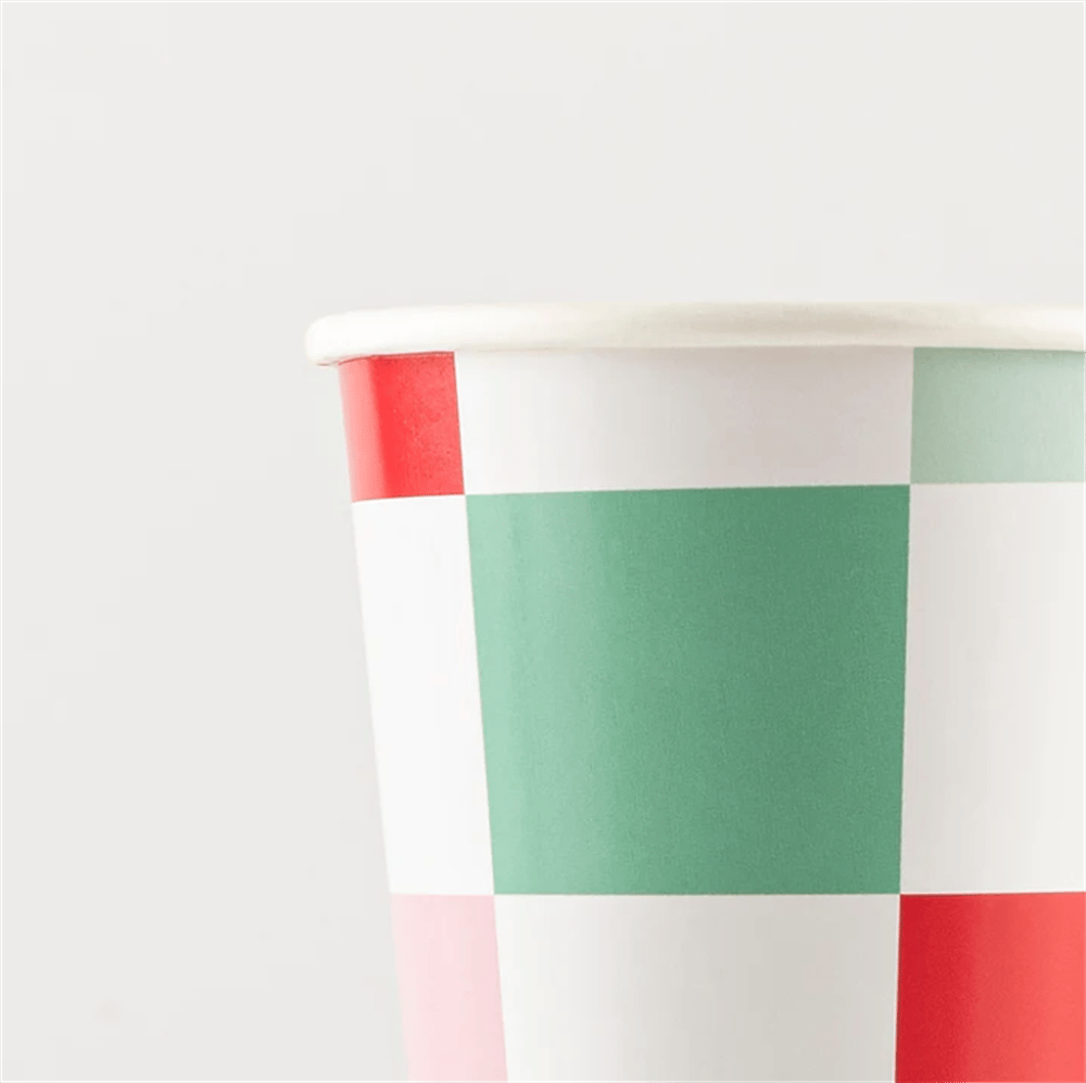 Meri Meri - Multi Check Cups - Kareli Bardaklar (8'li)