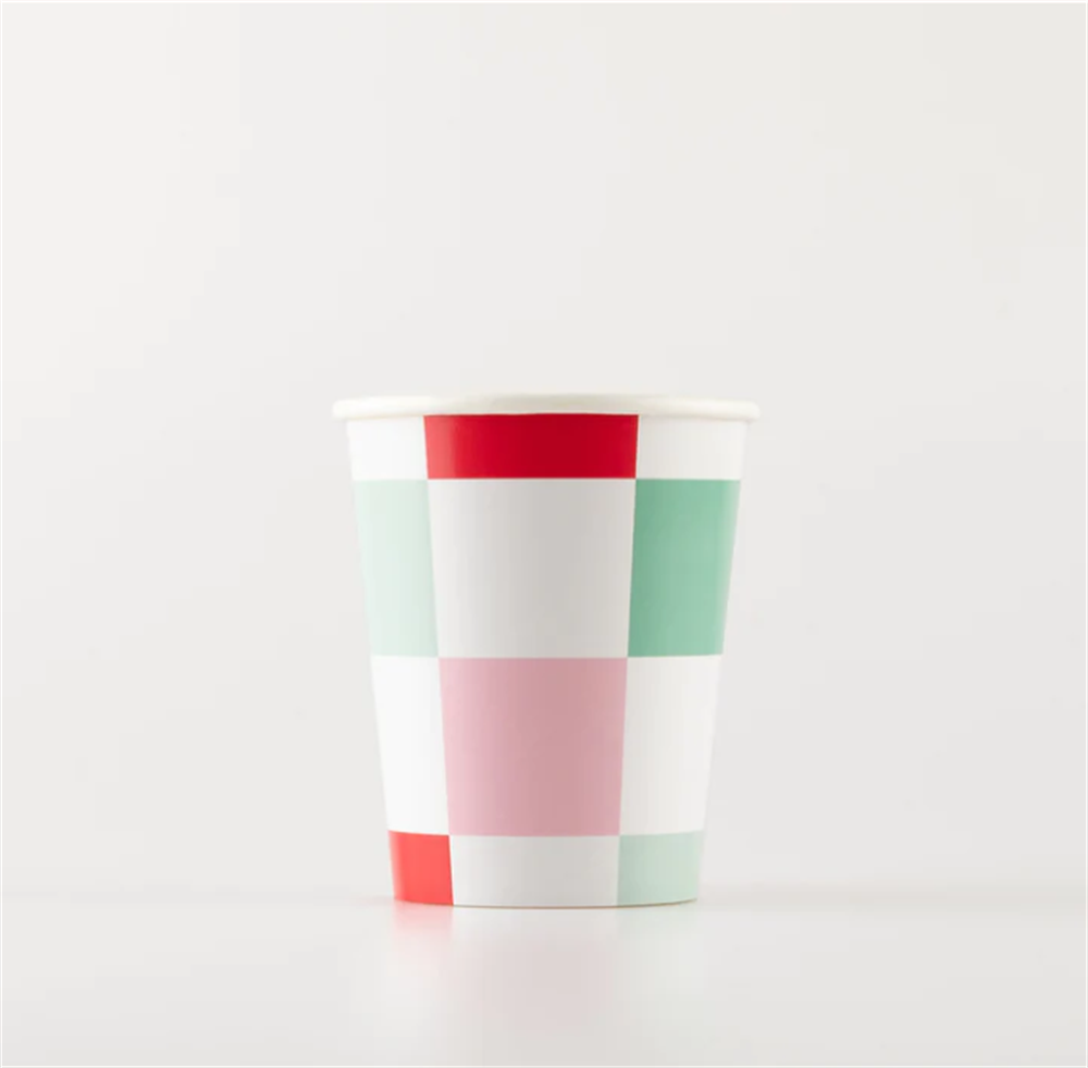 Meri Meri - Multi Check Cups - Kareli Bardaklar (8'li)