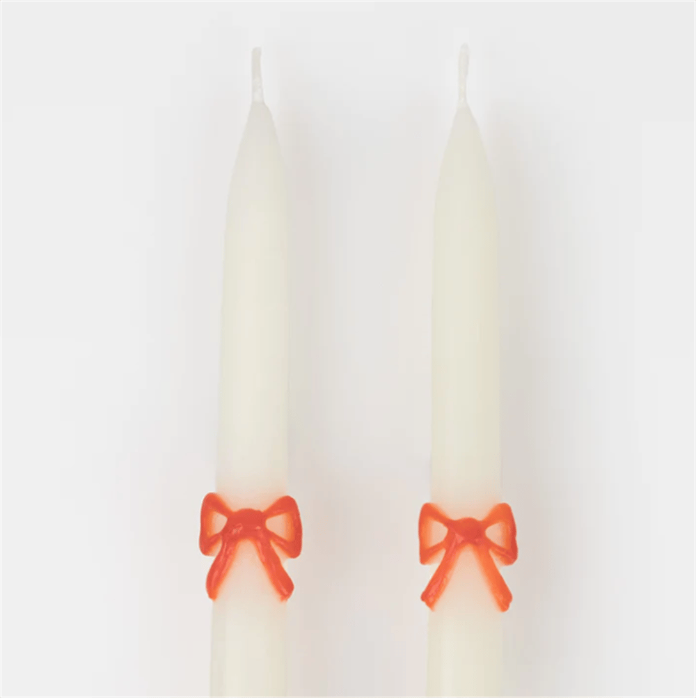 Meri Meri - Multi Colour Bow Taper Candle - Renkli Kurdeleli Mumlar (2'Li)