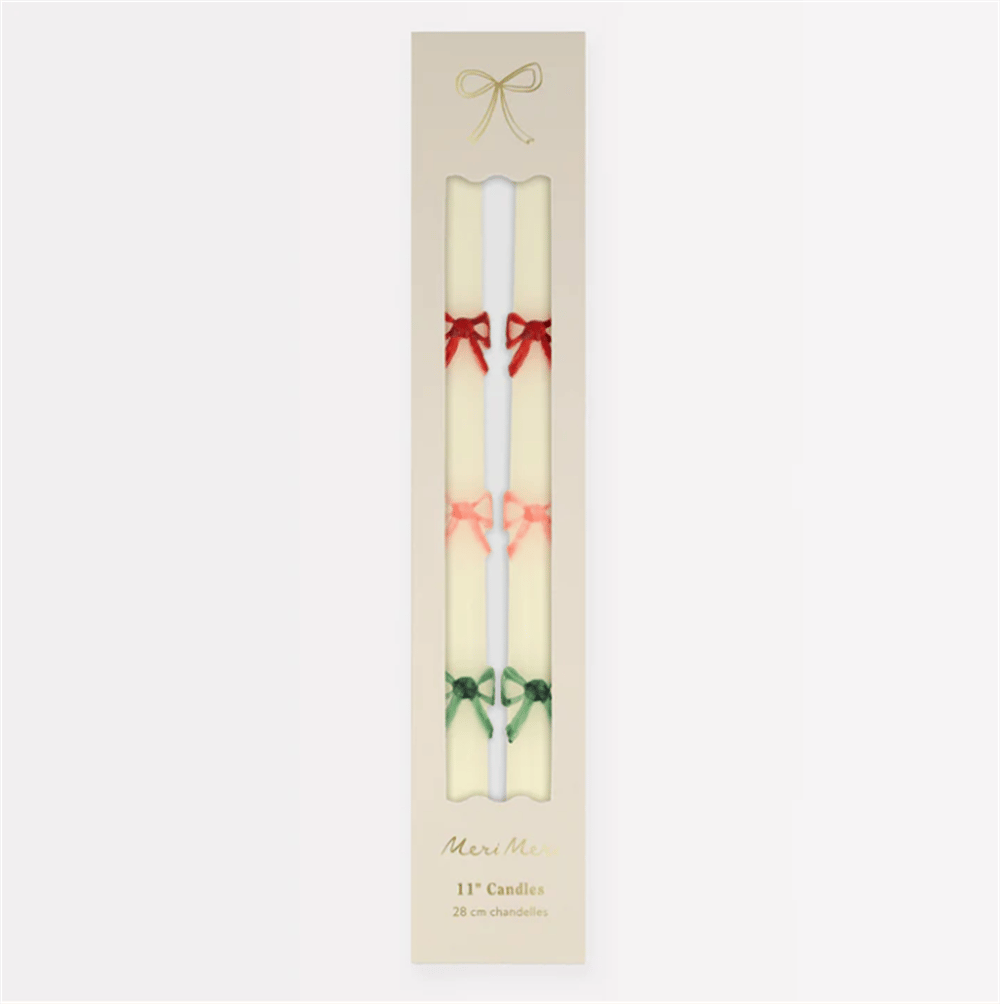 Meri Meri - Multi Colour Bow Taper Candle - Renkli Kurdeleli Mumlar (2'Li)