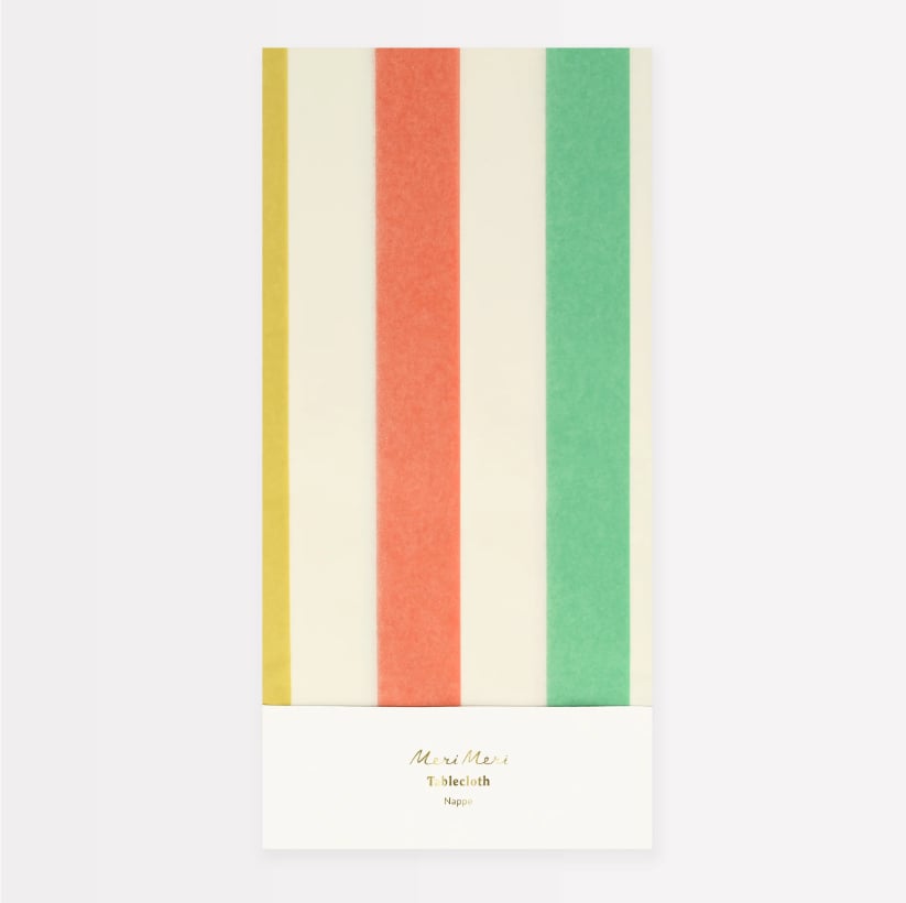 Meri Meri - Multi Stripe Tablecloth - Multi Renkli Çizgili Kağıt Masa Örtüsü
