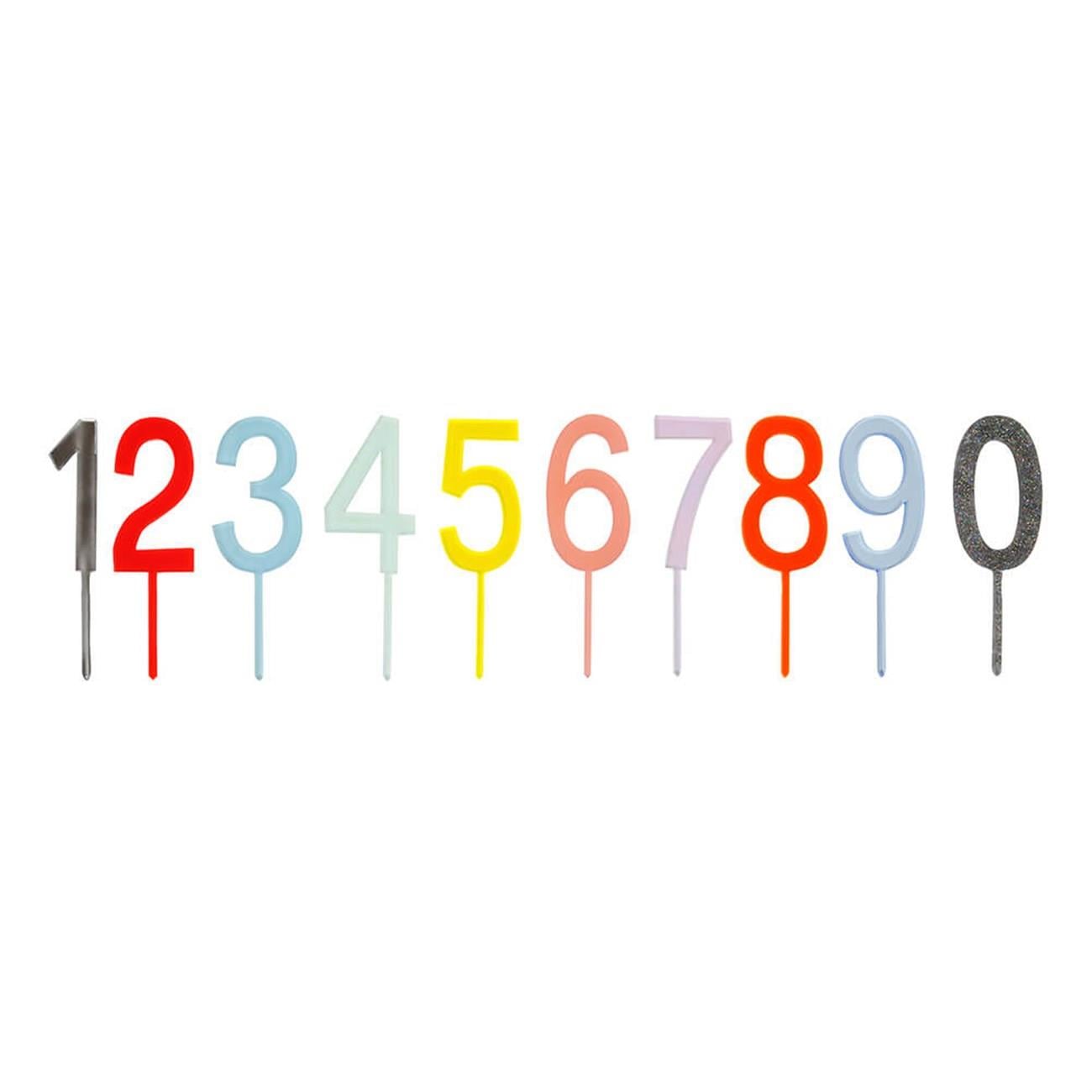 Meri Meri - Multicolor Number Cake Toppers - Renkli Numaralı Pasta Süsü