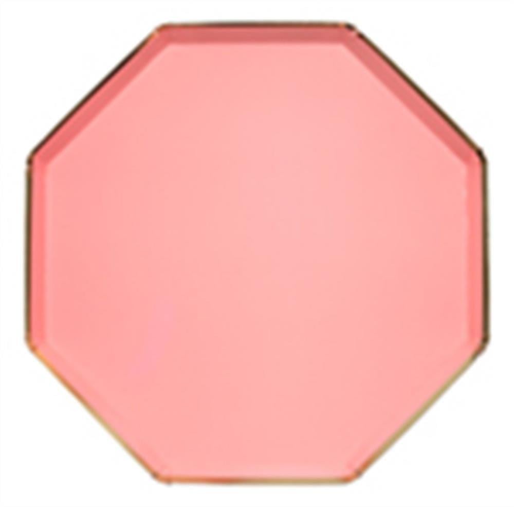 Meri Meri - Neon Coral Plates - Neon Mercan Tabaklar - L - 8'Li