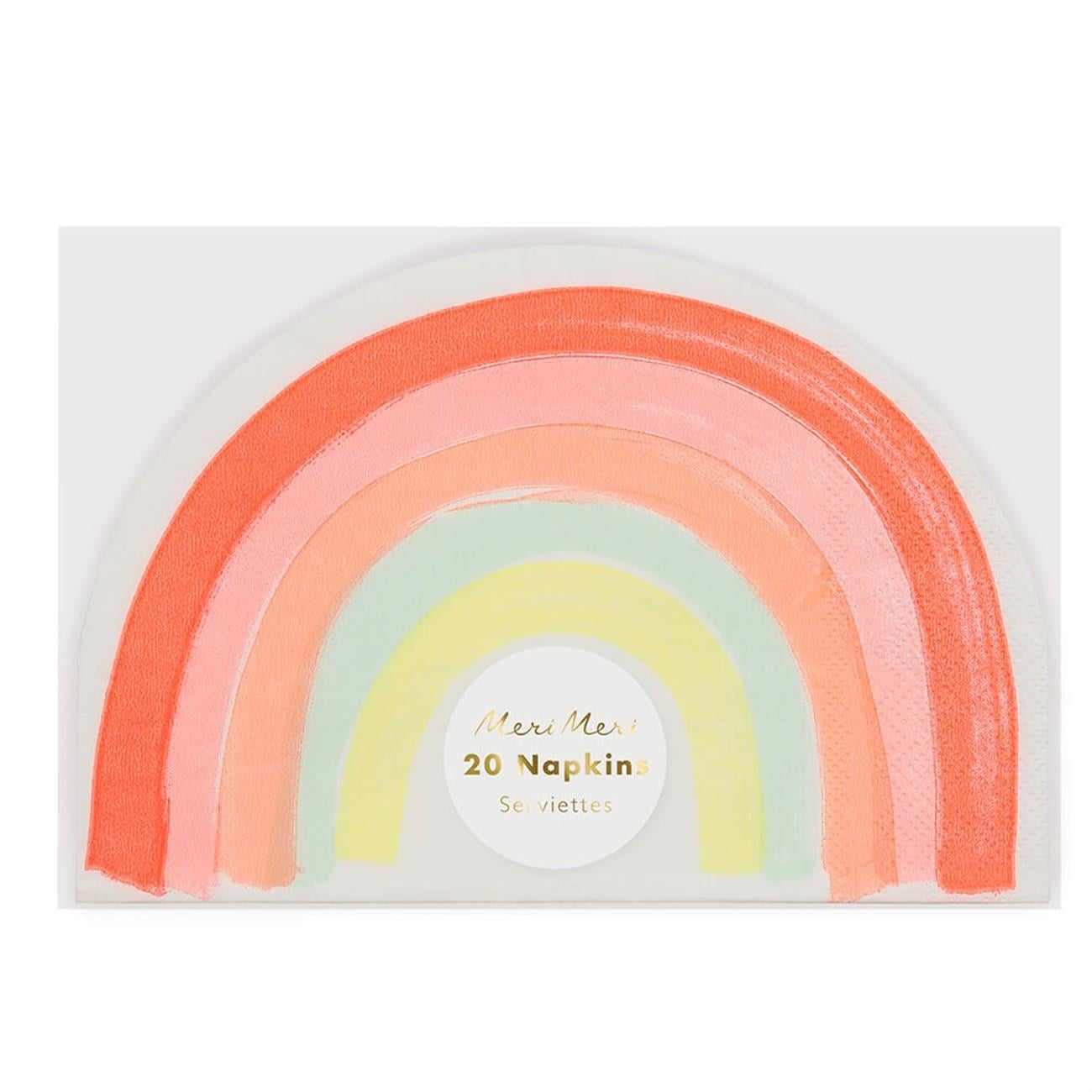 Meri Meri - Neon Rainbow Napkins - Neon Gökkuşağı Peçete - L