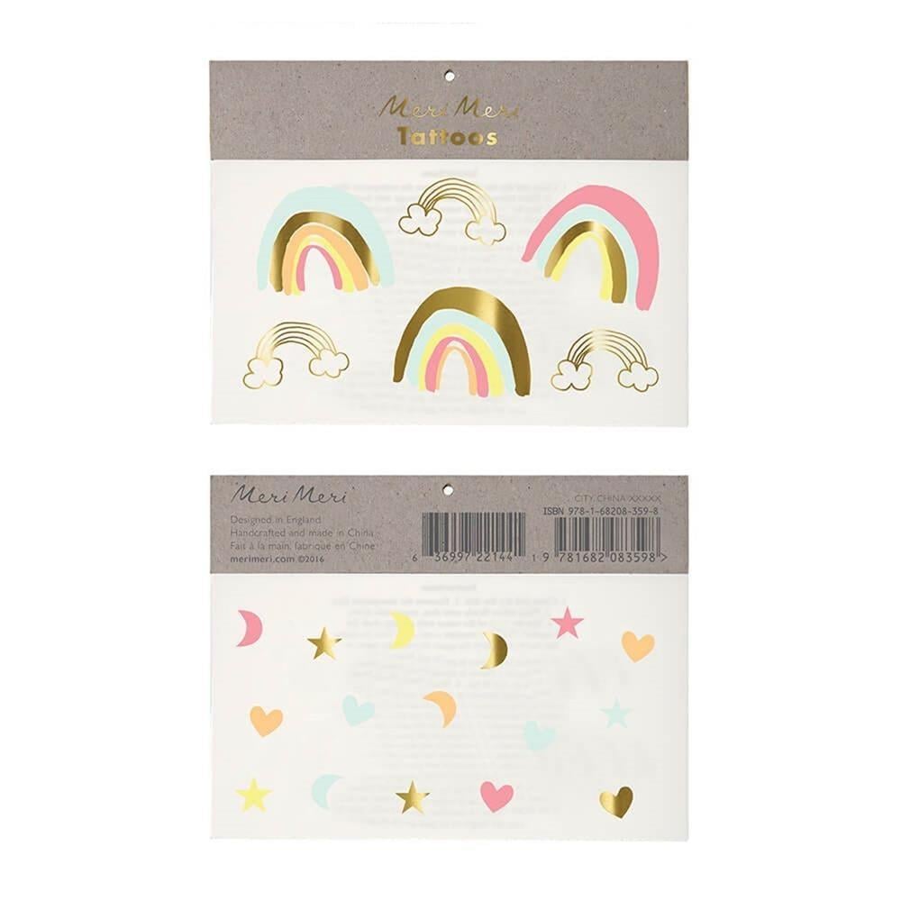 Meri Meri - Neon Rainbows Tattoos - Neon Gökkuşağı Geçici Dövme - L