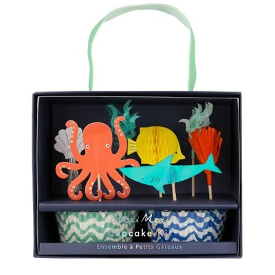 Meri Meri - Octopus & Shark Cupcake Kit - Ahtapot & Köpekbalığı Cupcake Kit - 24'lü