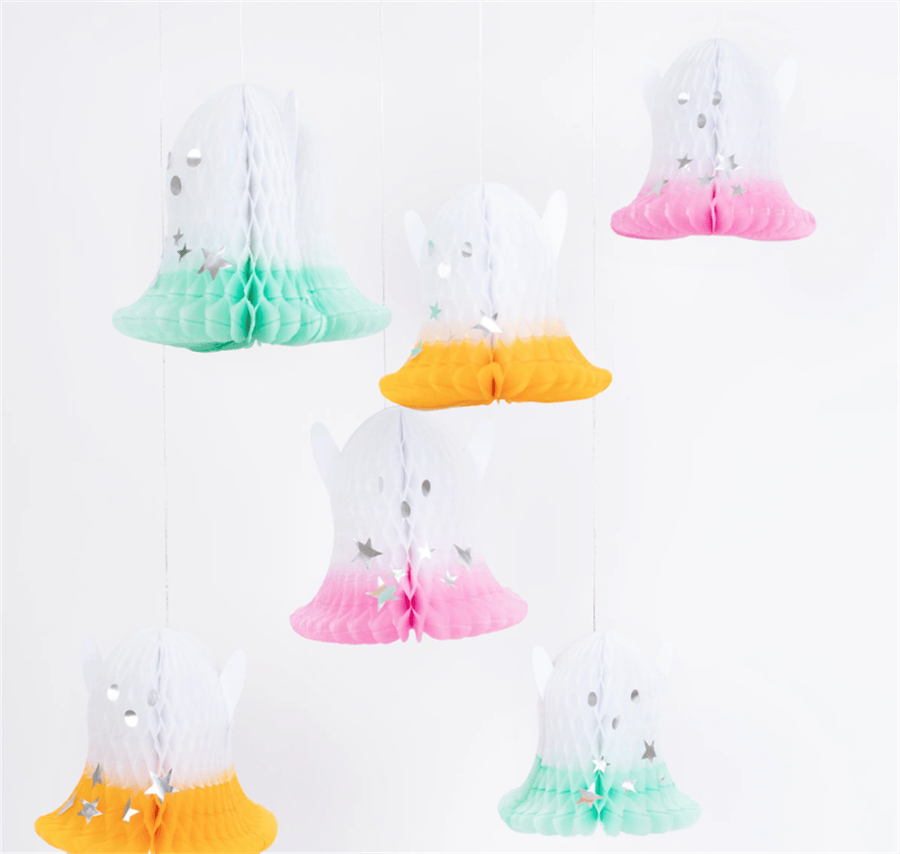 Meri Meri - Ombré Ghost Hanging Decorations - Neon Detaylı Hayalet Asılan Süsler (6'Lı)
