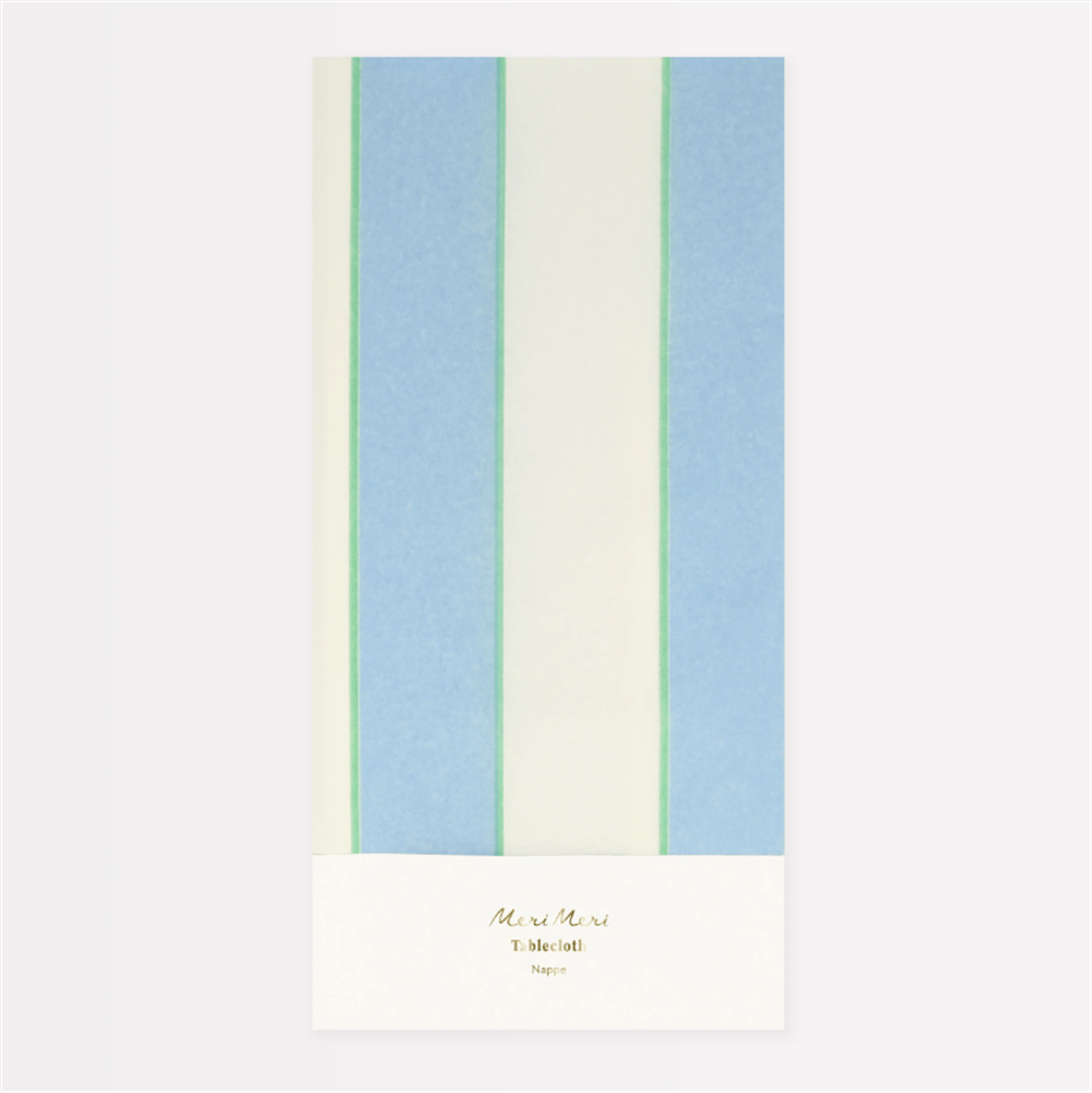 Meri Meri - Pale Blue Stripe Tablecloth - Soluk Mavi Çizgili Kağıt Masa Örtüsü