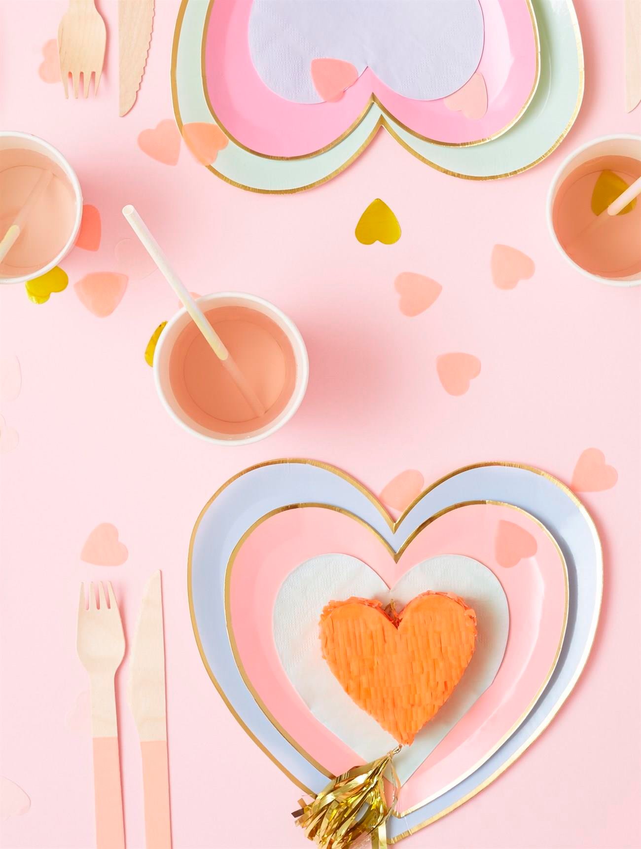 Meri Meri - Party Palette Heart Cups - Pastel Kalpli Bardaklar - 8'li