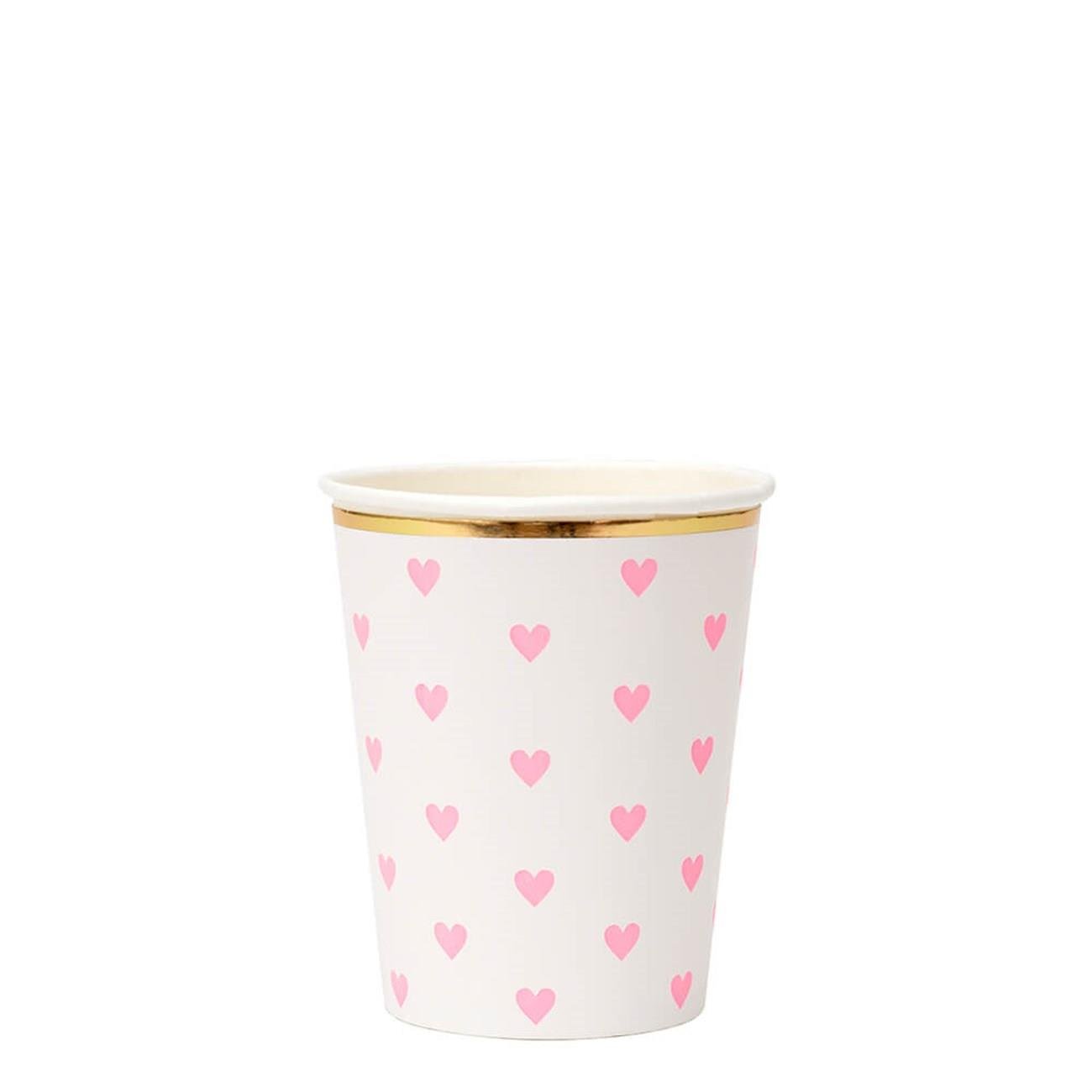 Meri Meri - Party Palette Heart Cups - Pastel Kalpli Bardaklar - 8'li