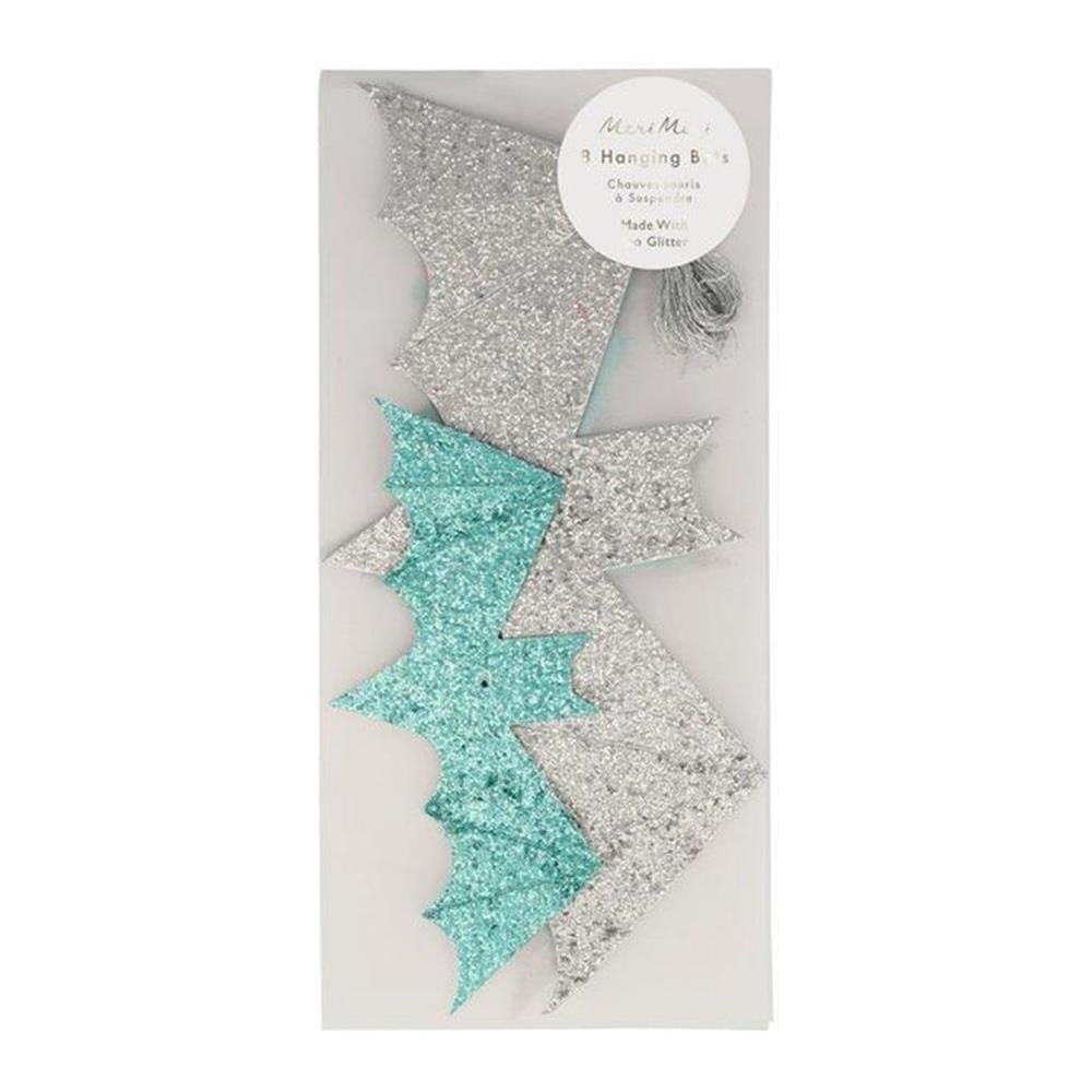 Meri Meri - Pastel Halloween Glitter Hanging Bats - Pastel Renk Simli Asılan Yarasalar