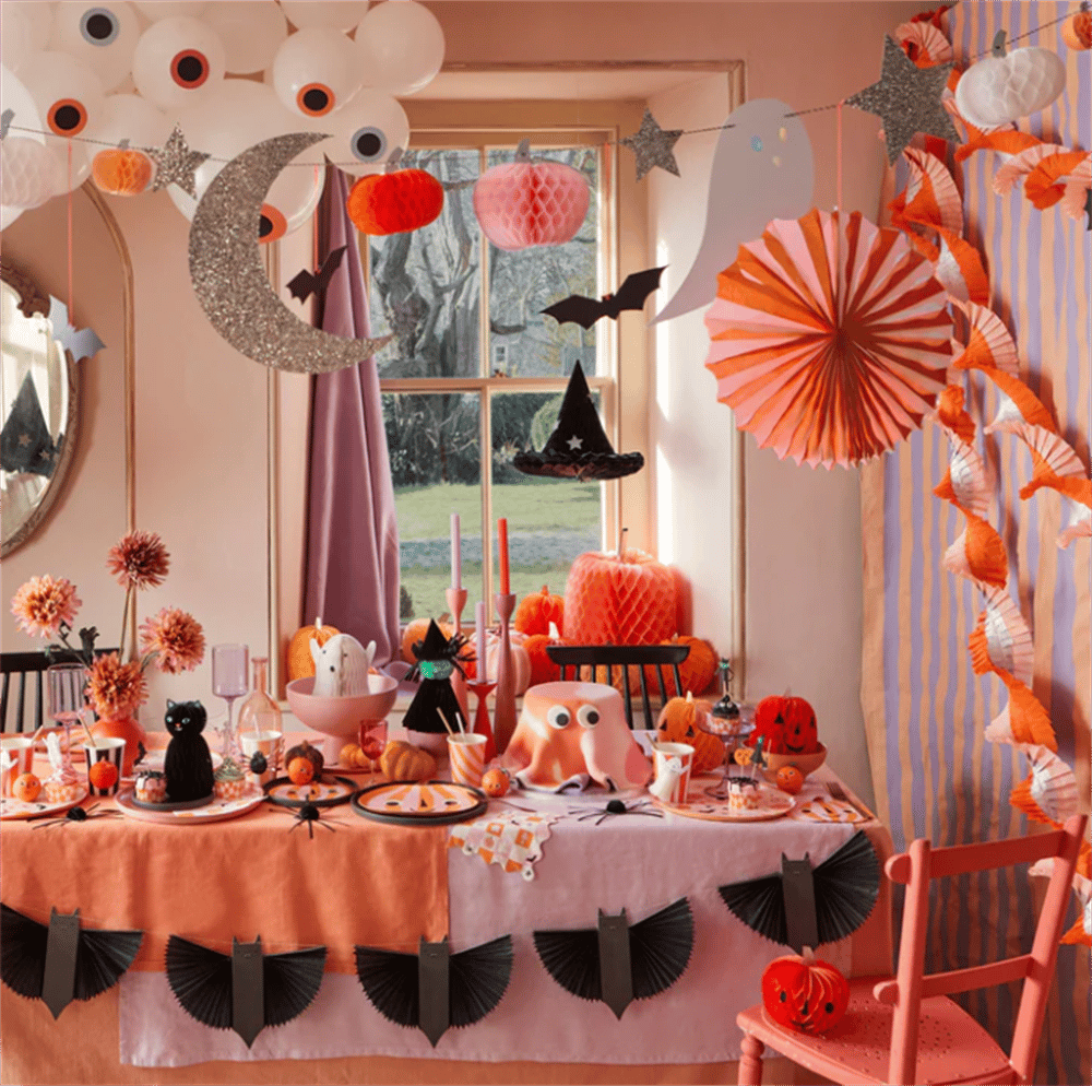 Meri Meri - Pastel Honeycomb Halloween Garland - Halloween Pastel Tonlar Asılan Süs